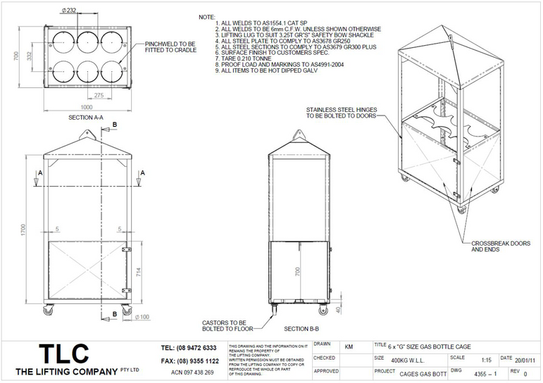 400kg 6x G Size Gas Bottle Cage
