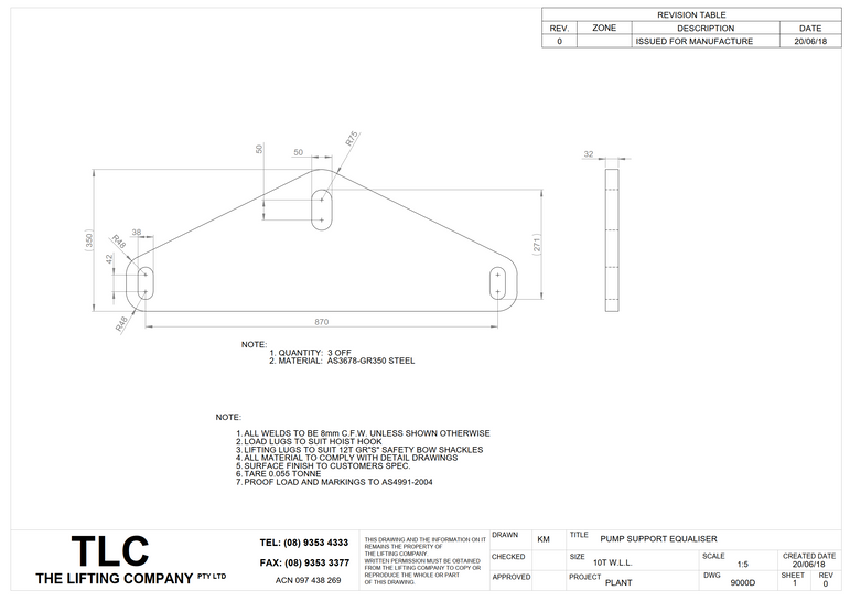 10T Pump Equaliser Plate