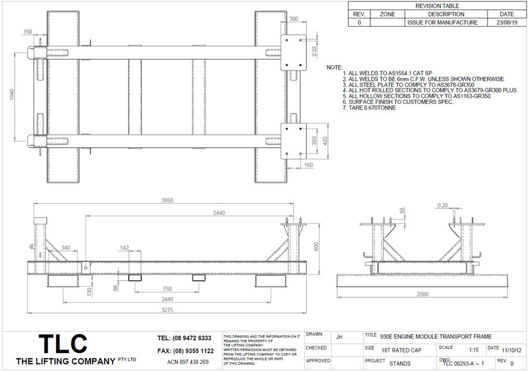 18T 930E Wheel Motor Lug Transport Frame