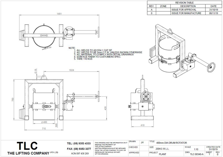 200kg Drum Rotator (400 DIA)