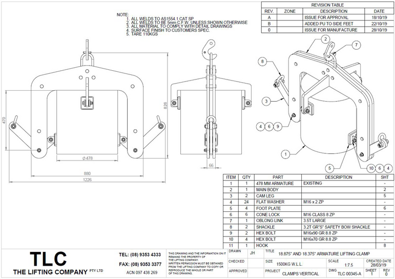 1500kg Armature Lifting Clamp
