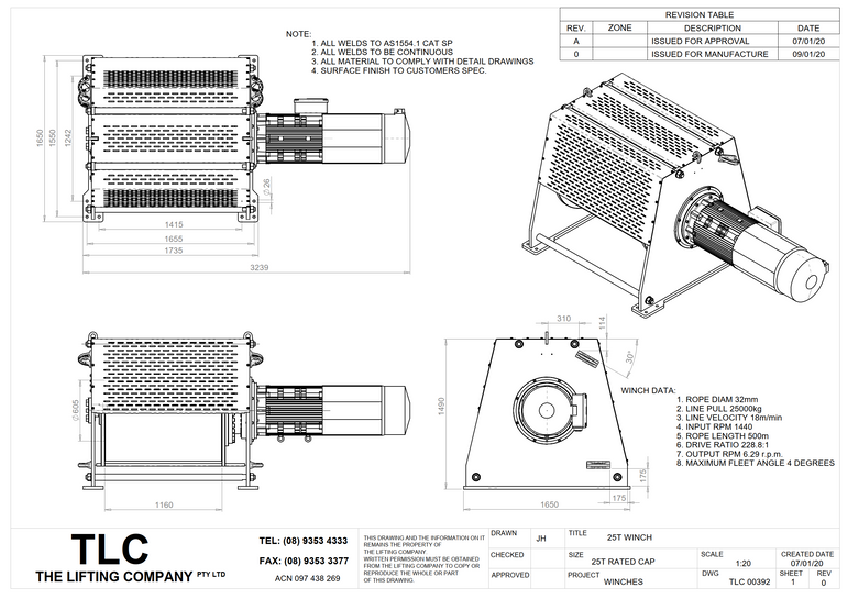 25T Winch with Spooler