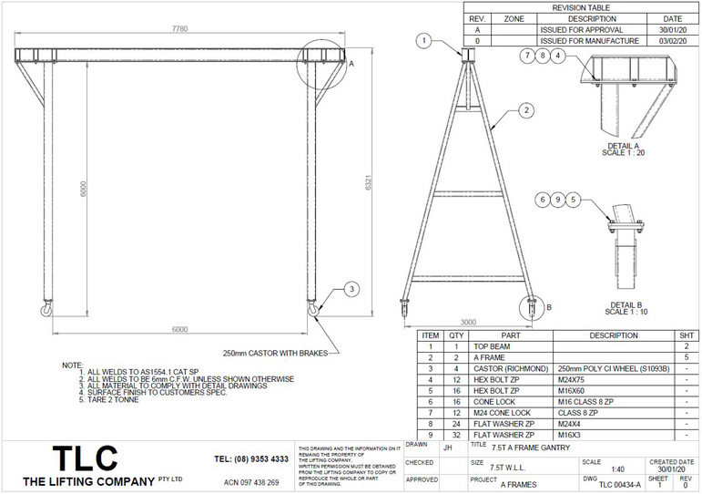 7.5T A Frame Gantry(7780mm)