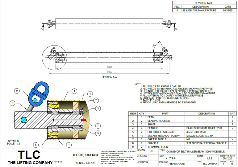 2T Conveyor Belt Roller Beam (1200mm)
