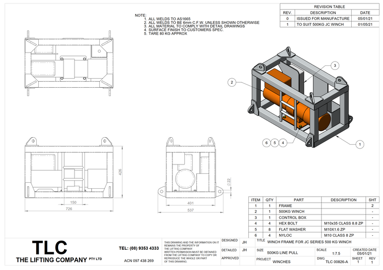 500kg Aluminium Winch Frame (JC) TLC