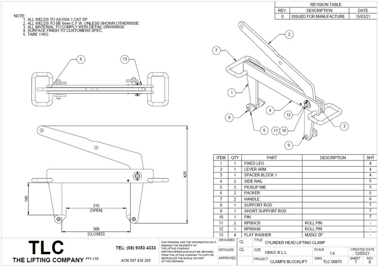 100kg Cylinder Head Lifting Clamp