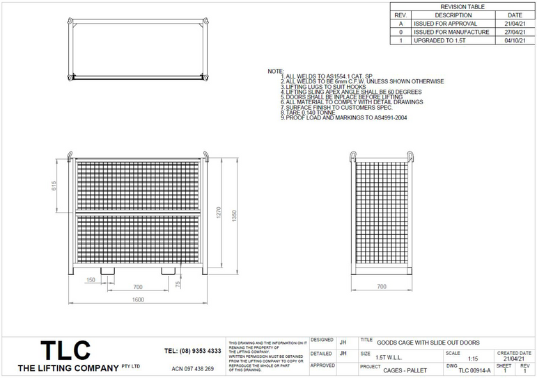 1.5T Goods Cage with Sliding Doors