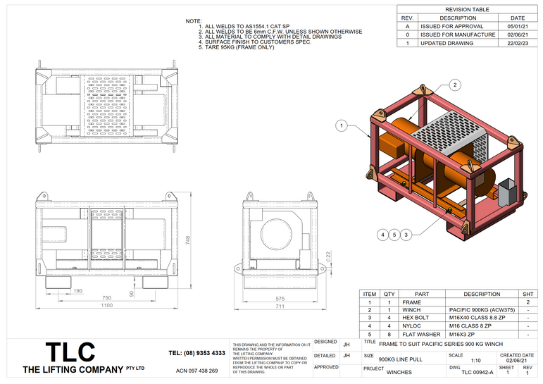 900kg Stripping Winch Frame (Pacific Series)