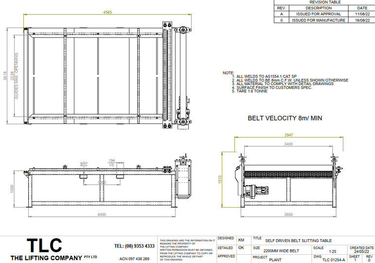 Self Driven Slitting Table