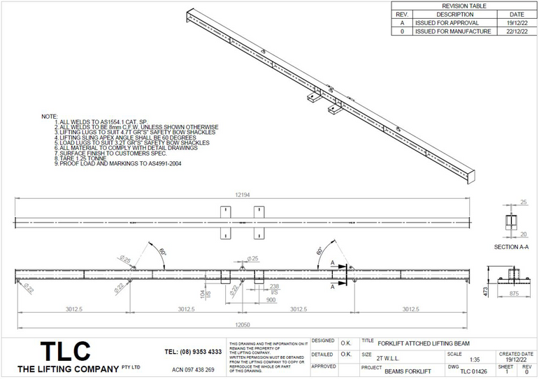 2T Forklift Lifting Beam