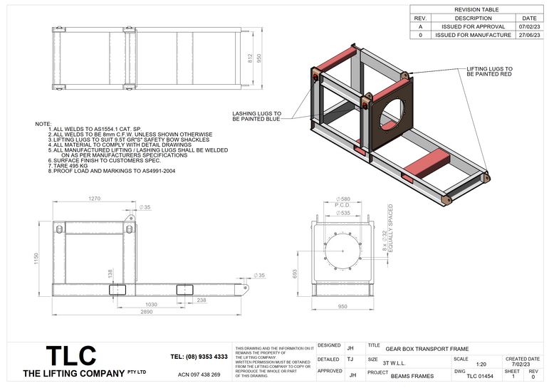 3T Gearbox Transport Frame