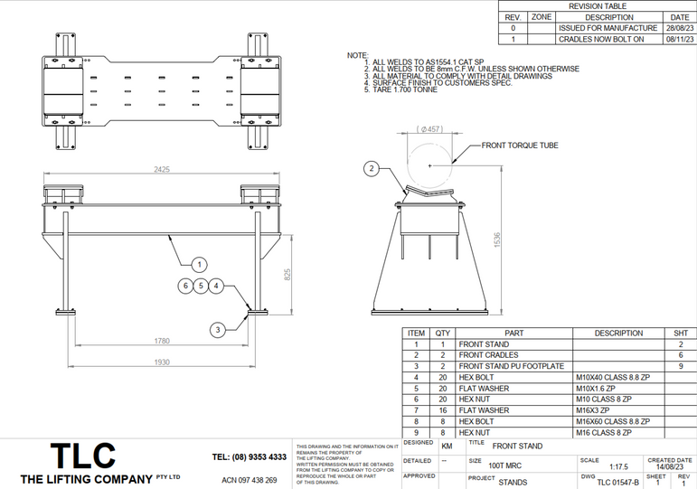 100T Front and Rear Stands