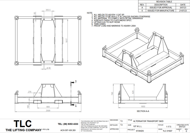 10T Alternator Transport Frame