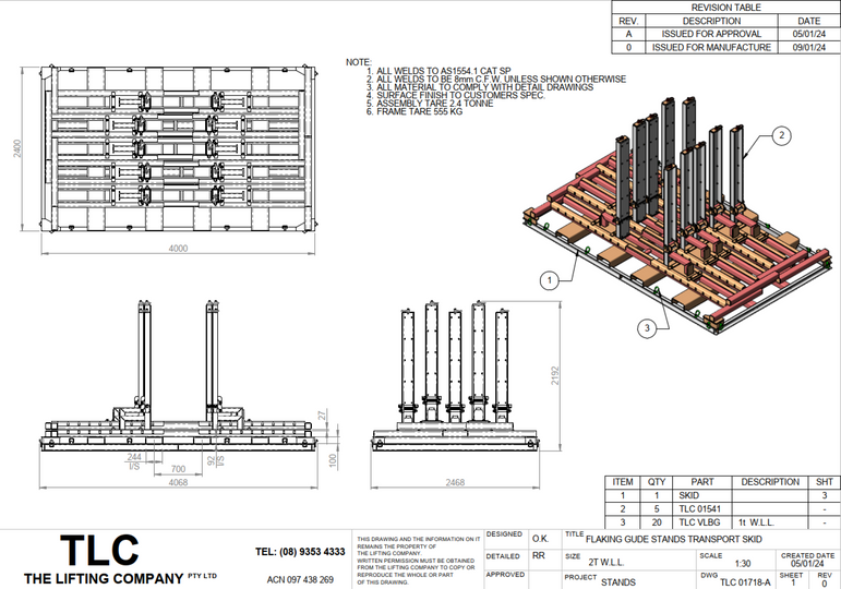 Flaking Guide Transport Skid