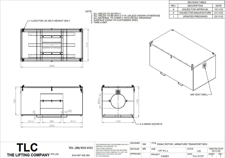 1.8T 830E AC Rotor / Armature Transport Box