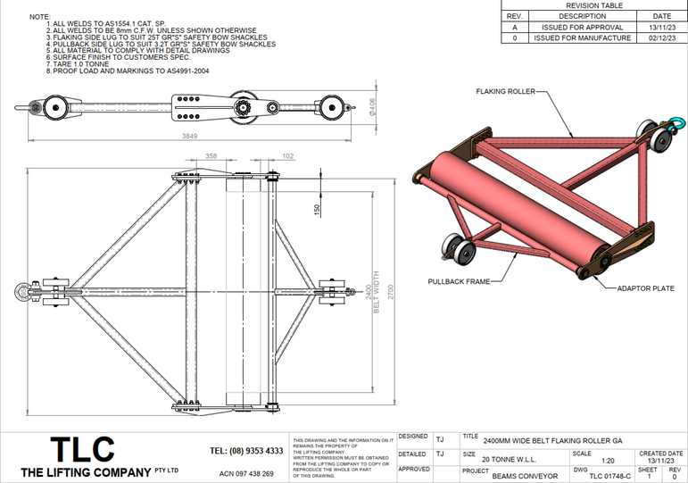 20T Flaking Roller And Transport Frame