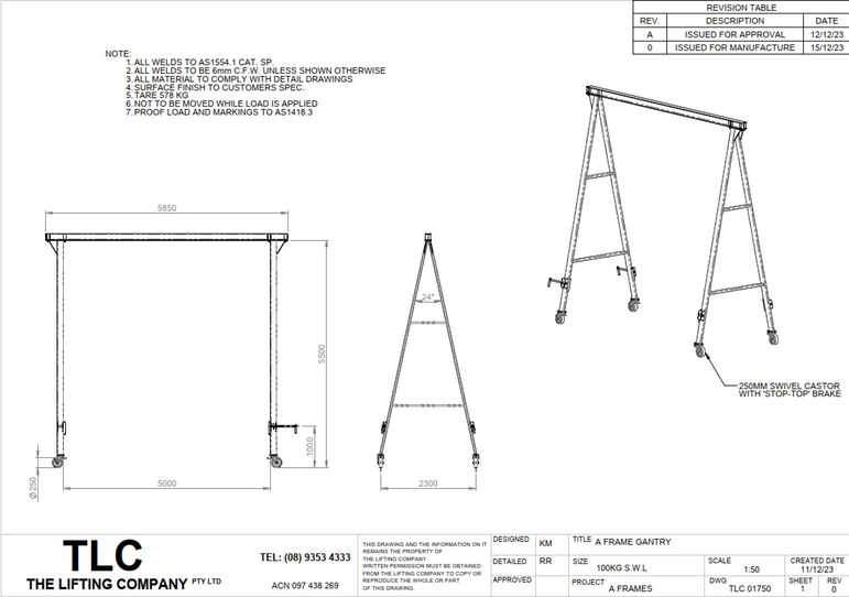 100kg A Frame Gantry(5850mm)