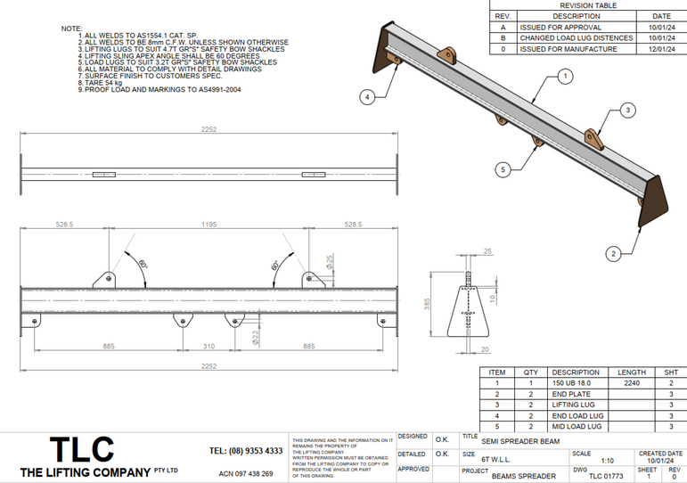 6T Semi Spreader Beam