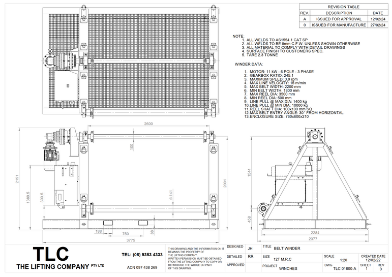 12T M.R.C. Belt Winder