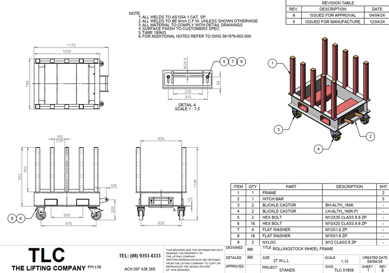 2T Rolling Stock Wheel Frame
