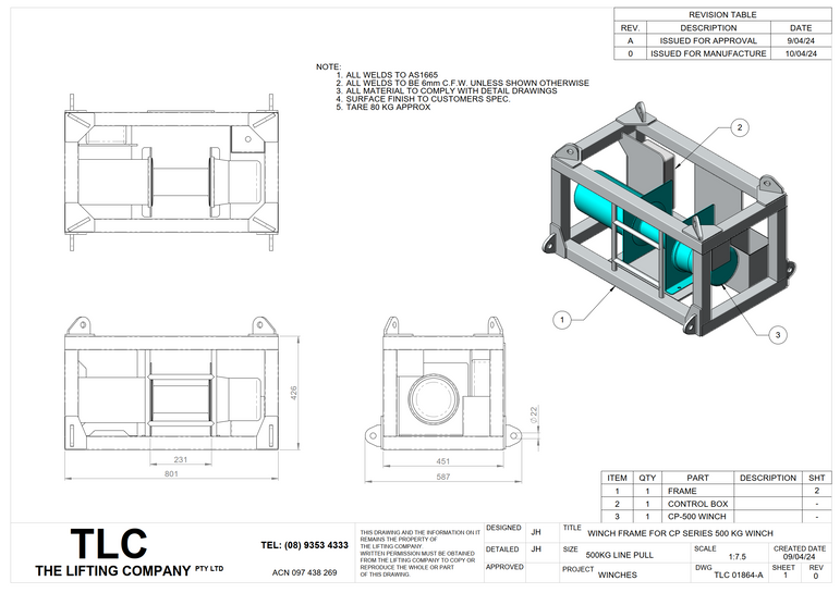 500kg Aluminium Winch Frame (CP500) TLC
