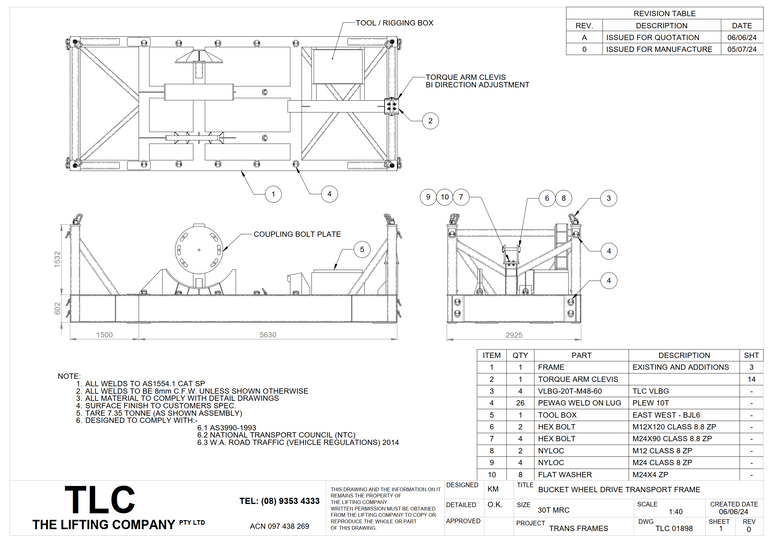 30T Bucket Wheel Drive Transport Frame