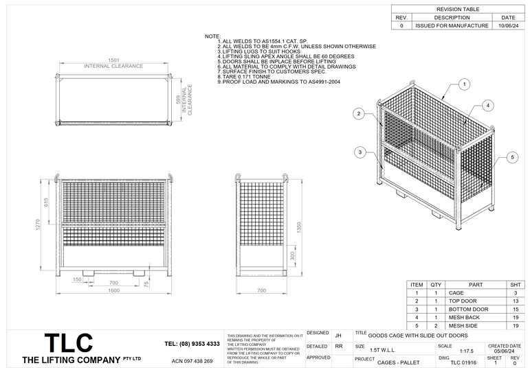 1.5T Goods Cage With Slide Out Door