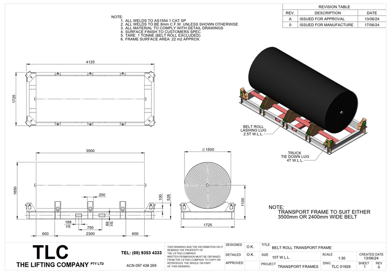 10T Belt Roll Transport Frame