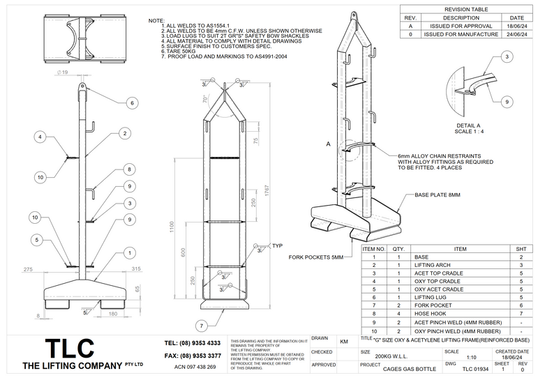 200kg Oxy Acetylene Gas Bottle Frame