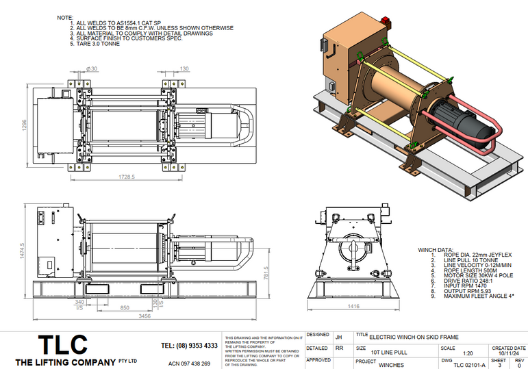 10T Skid/Stringer Winch