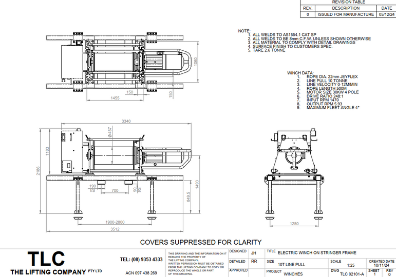 10T Skid/Stringer Winch