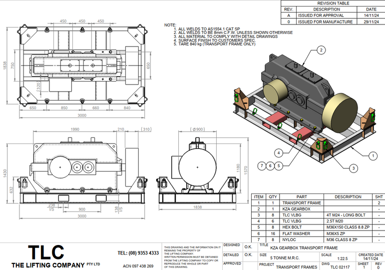 5T KZA Gearbox Transport Frame