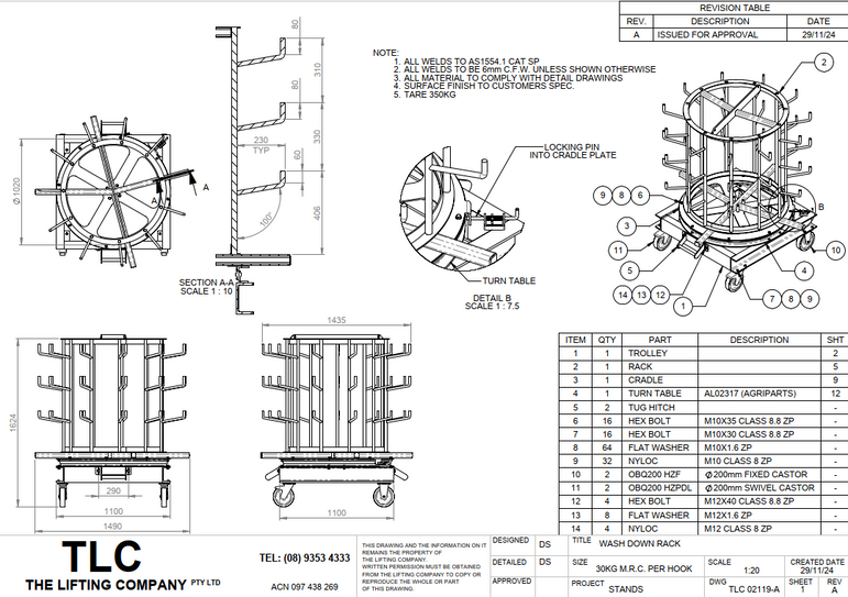 30kg Per Hook Wash Down Rack