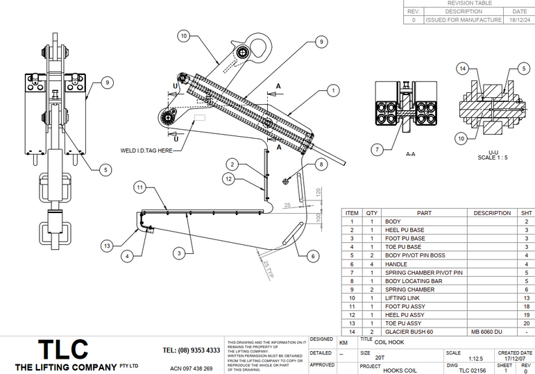 20T Self Centering C Hook with Frame