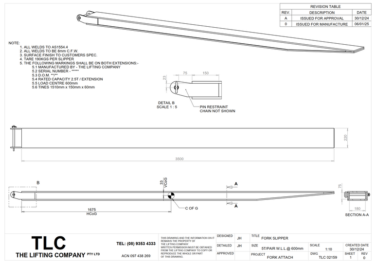 5T 3.5m Fork Extension