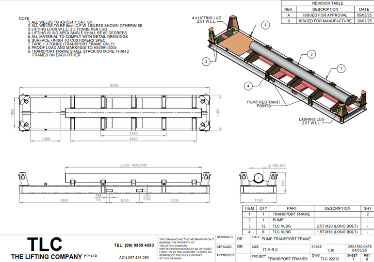 1T Pump Transport Frame