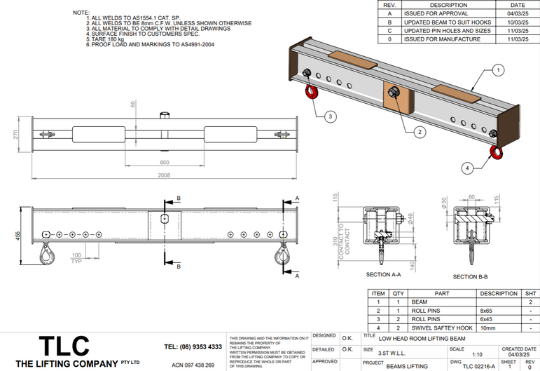 3.5T Low Head Room Lifting Beam