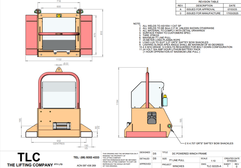 7T Line Pull DC Winch Trolley