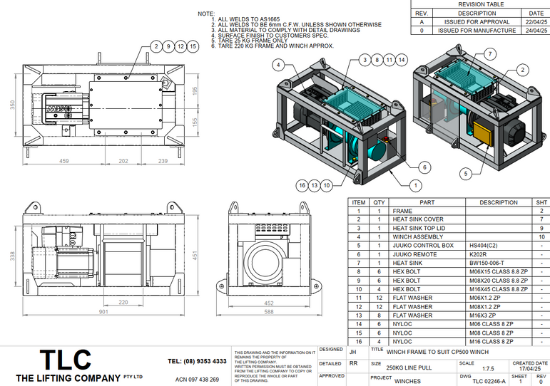 250kg CP500 Winch Frame