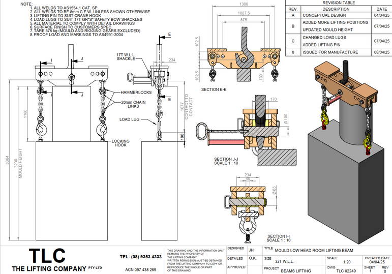 32T Low Headroom Mould Lifting Beam