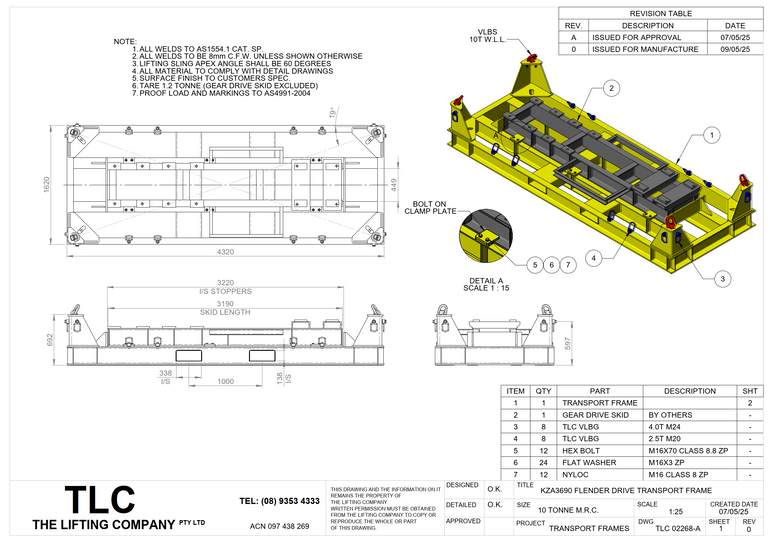 10T KZA3690 Flender Drive Transport Frame