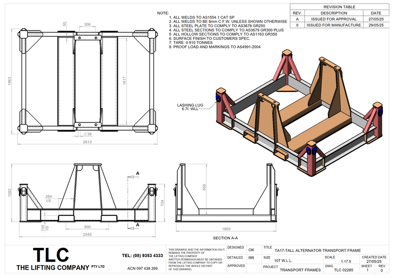10T TA-17 Alternator Transport Frame
