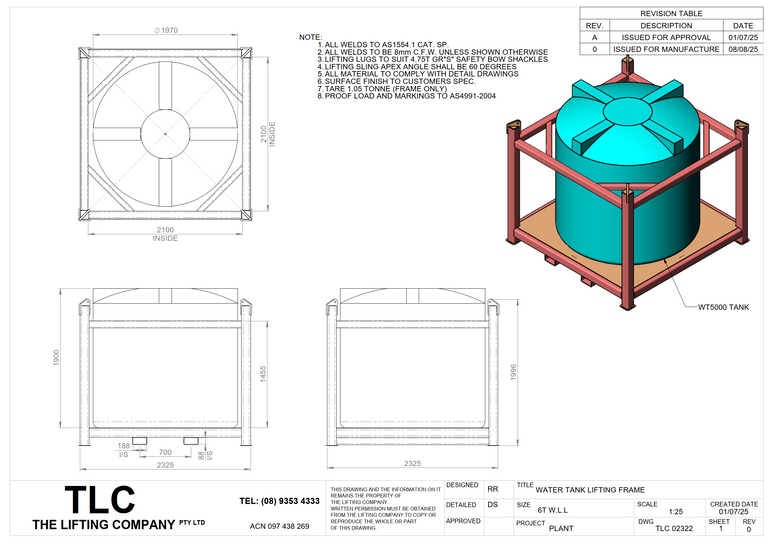 6T 5000L Water Tank Lifting Frame