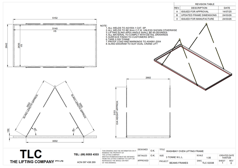 3T Washbay Oven Lifting Frame