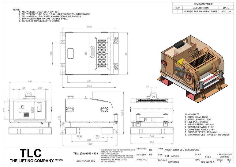 2.5T Tugger Winch with Large Fork Pockets