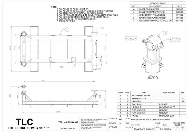 20T 930E Transport Frame