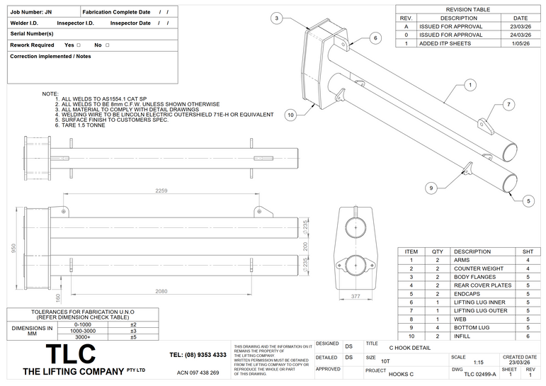 10T Pulley Lifting "C" Hook