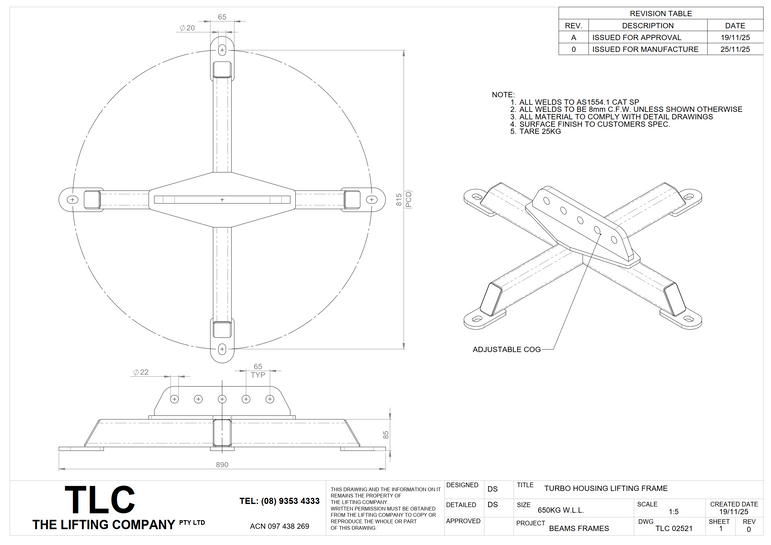 650KG Turbo Housing Lifting Frame TLC