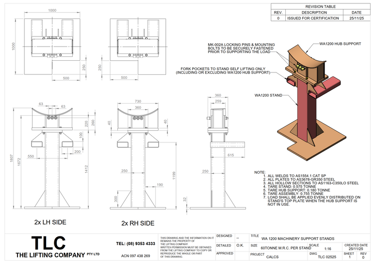 60T WA1200 Machinery Support Stand