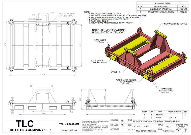 10T Alternator Transport Skid